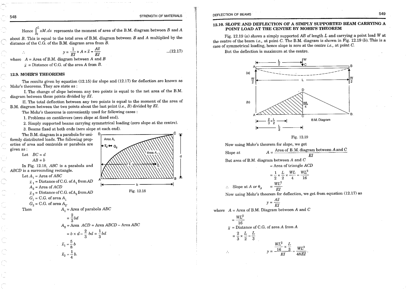 The slope and deflection of a simply supported beam carrying a point l