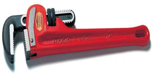 A red pipe wrench