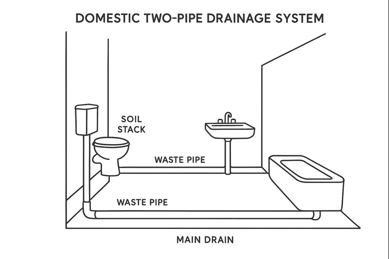 A domestic two-pipe drainage system