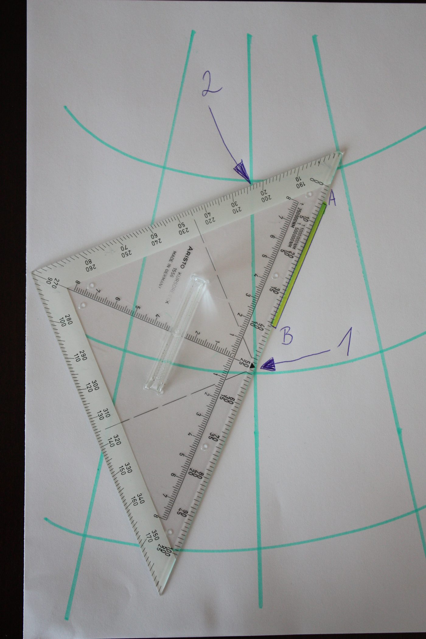 45° set square on graph paper