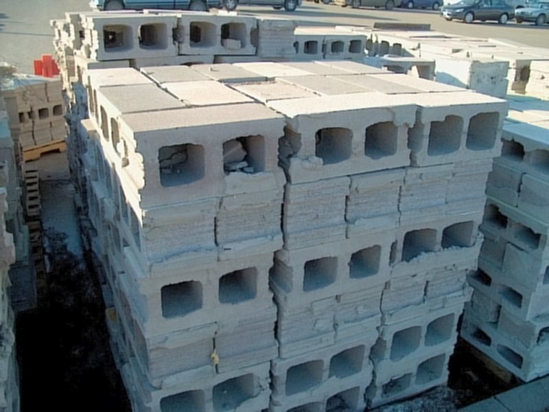 Stack of concrete building blocks