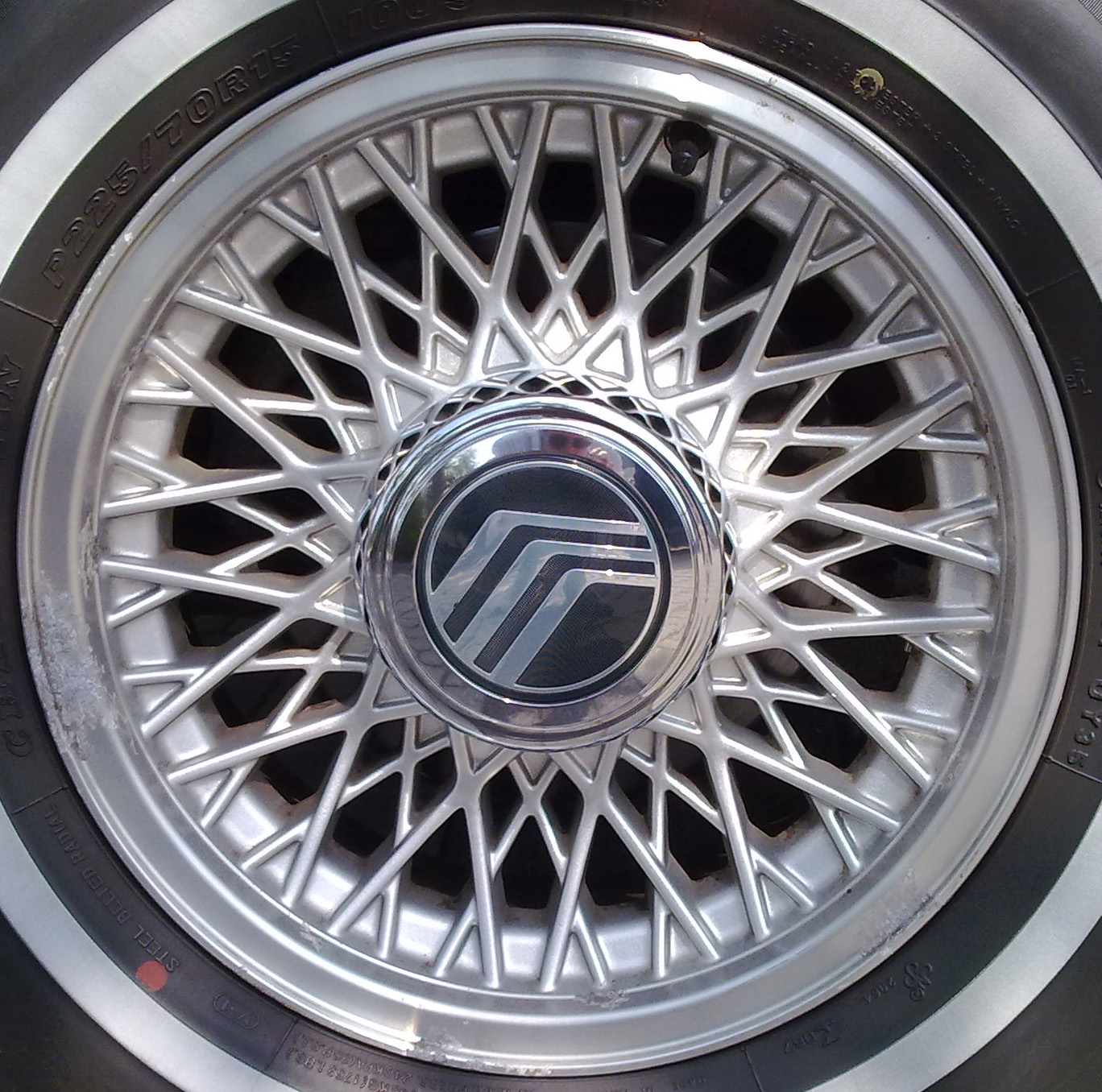 Close-up of a cast alloy wheel