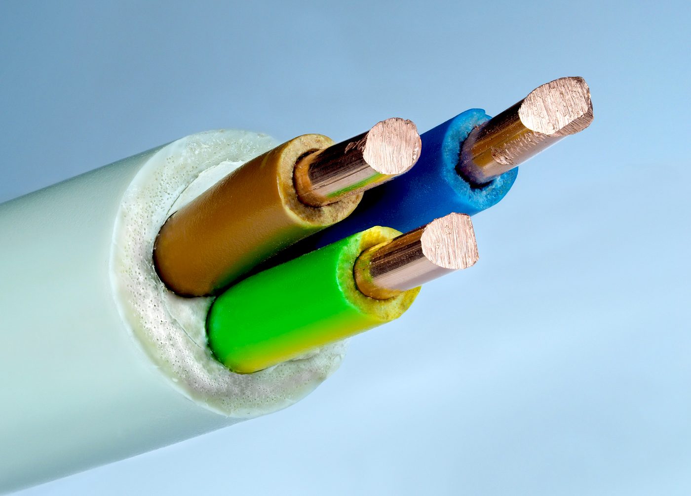 Copper conductors inside insulated electrical cable