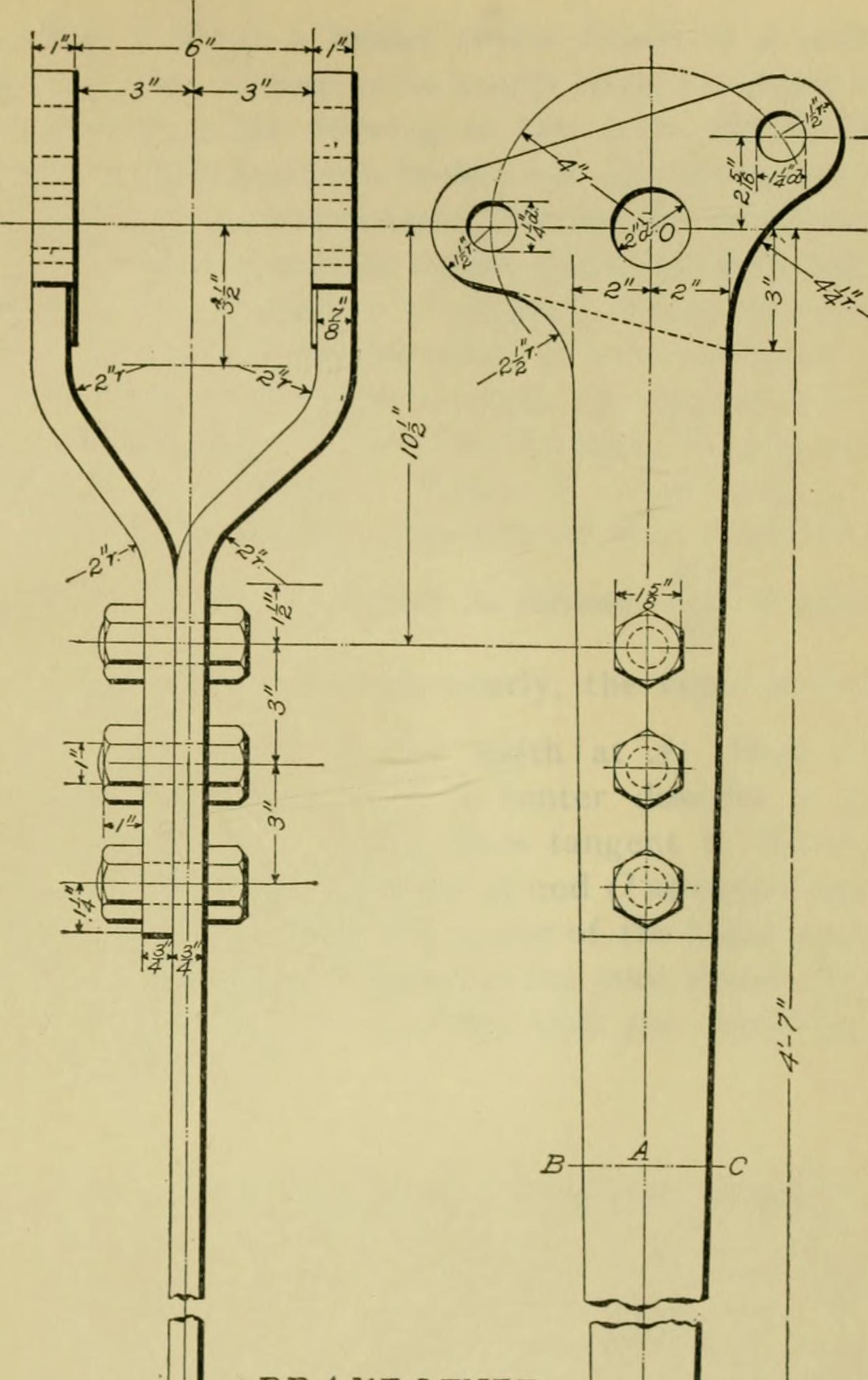 Engineering drawing with dimension lines shown