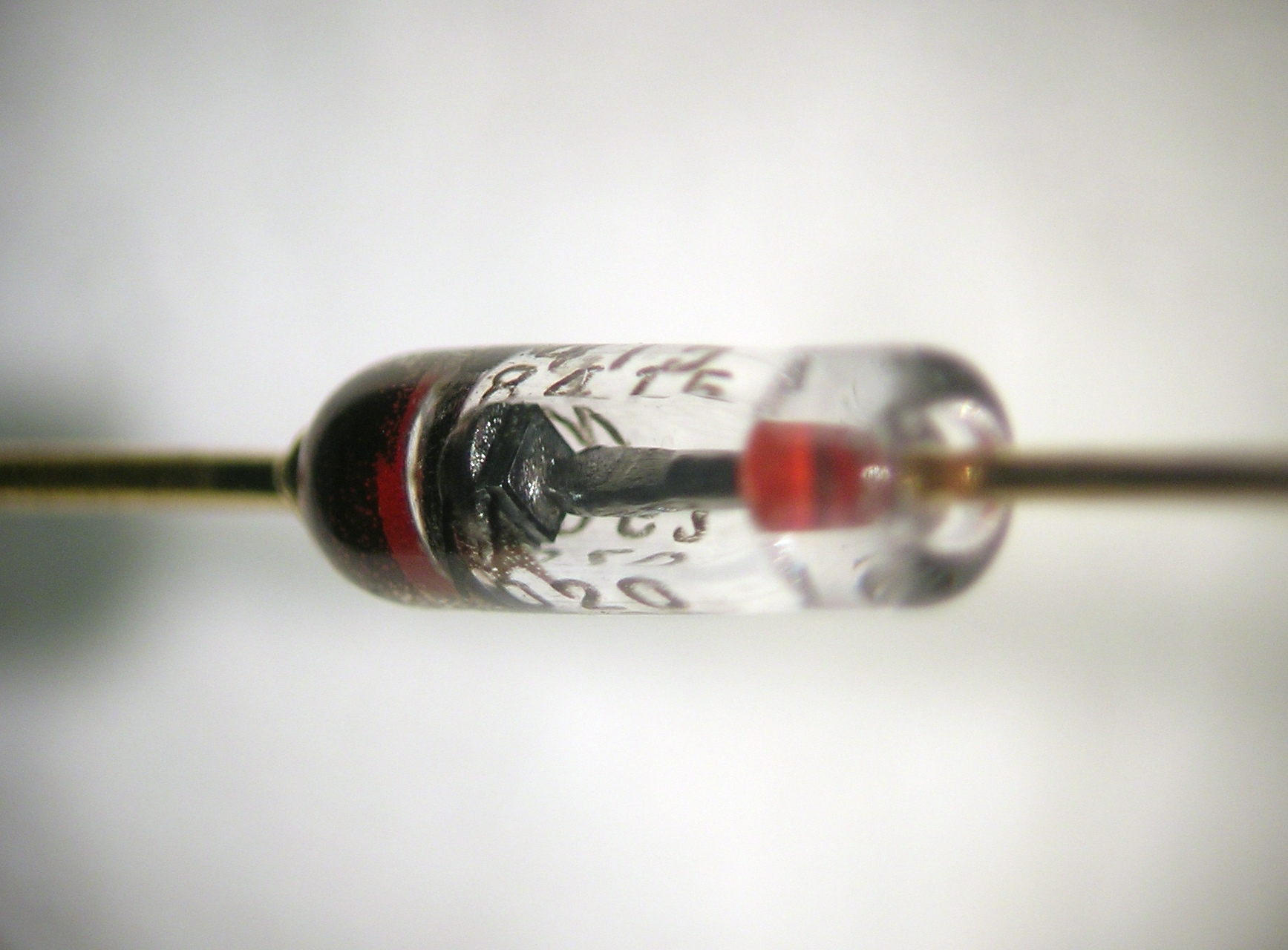 Close-up of a glass diode component
