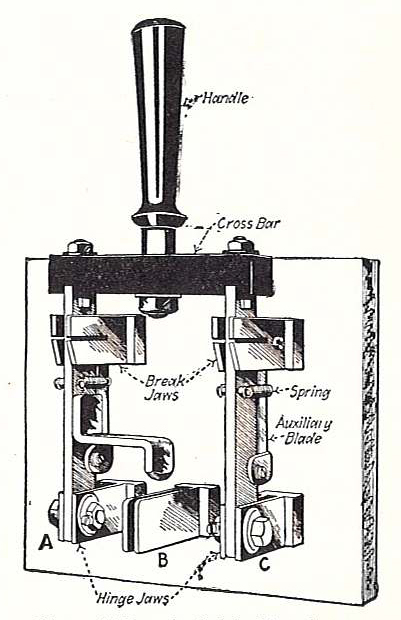 Diagram of a double-pole switch internal parts