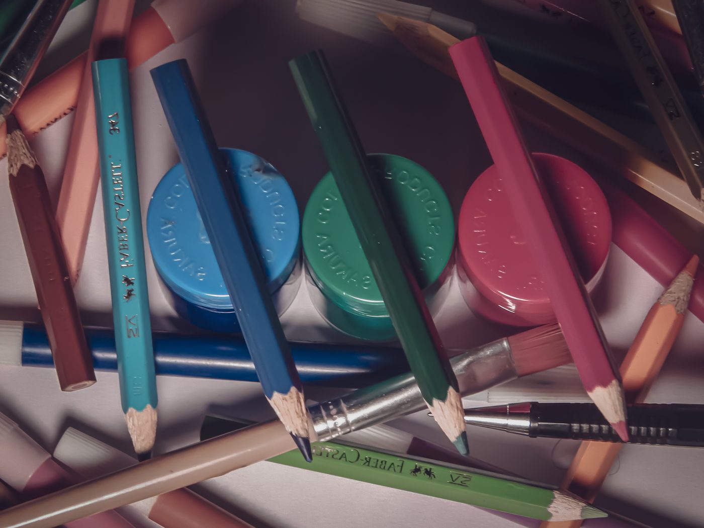 Various colored drawing pencils