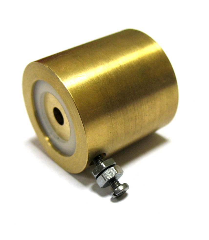 Brass Faraday cup for charged particle measurement