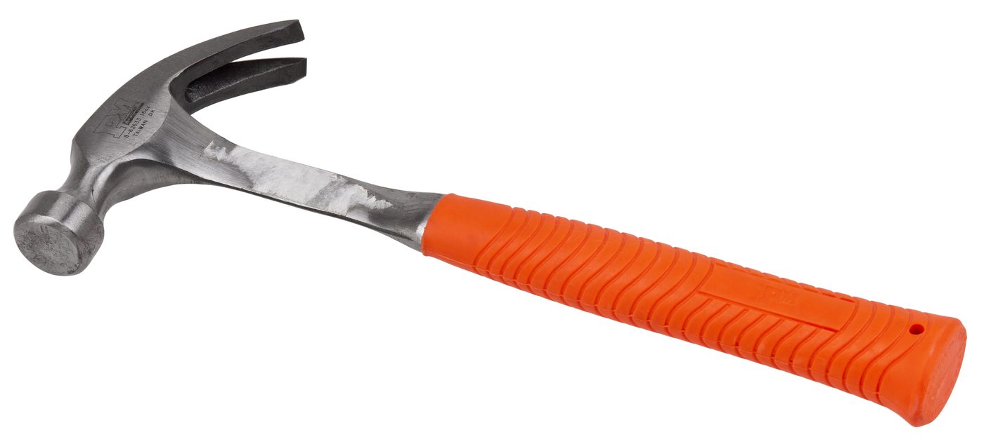 Claw hammer with orange handle