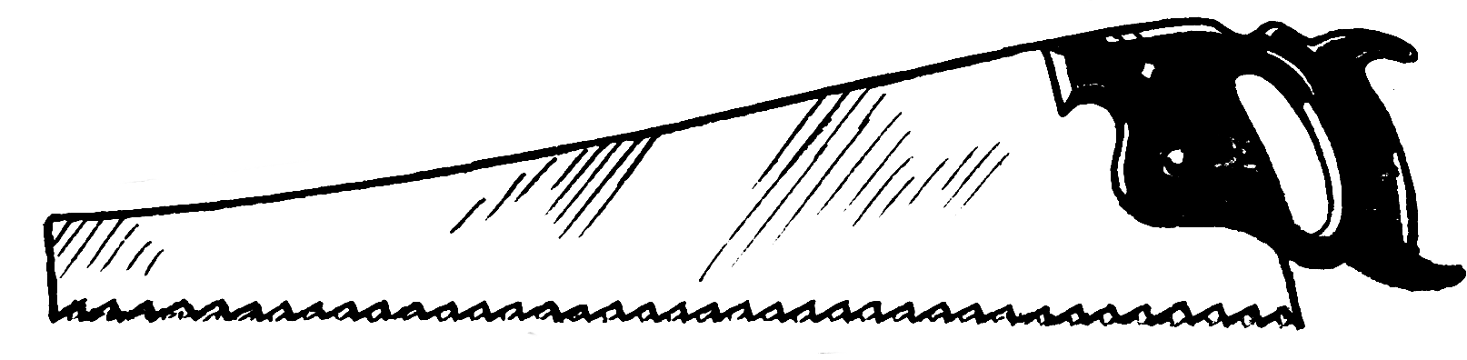 Hand saw with handle and serrated blade