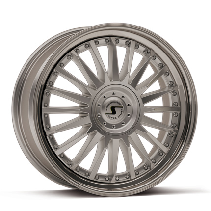 Multi-piece automotive wheel with visible bolts