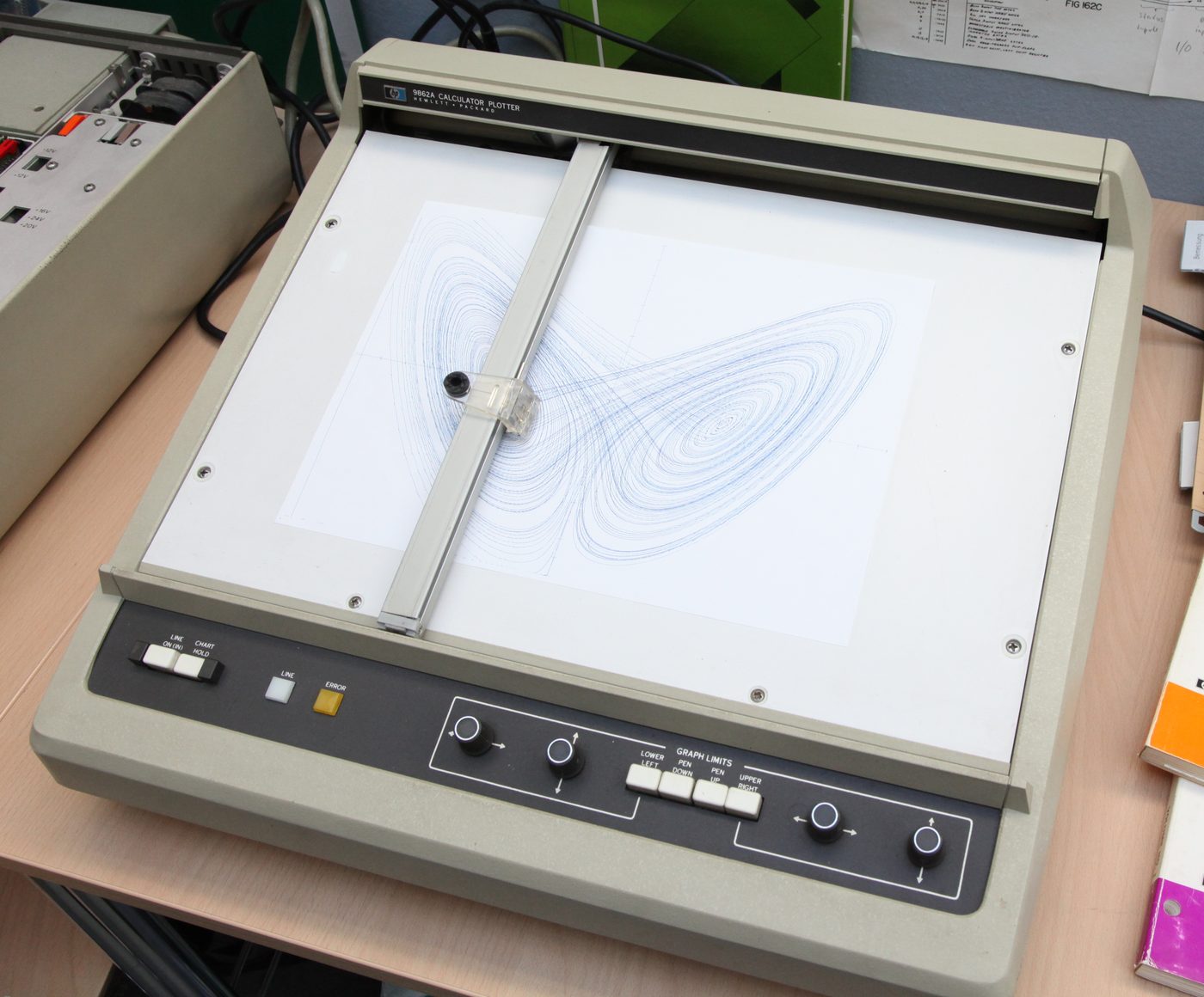 Vintage XY plotter with plotted graph