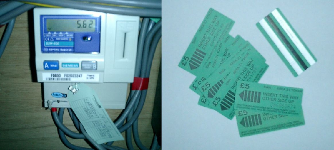 Prepaid electricity meter with recharge cards