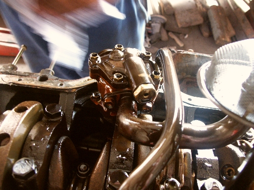 Automotive engine fuel pump assembly