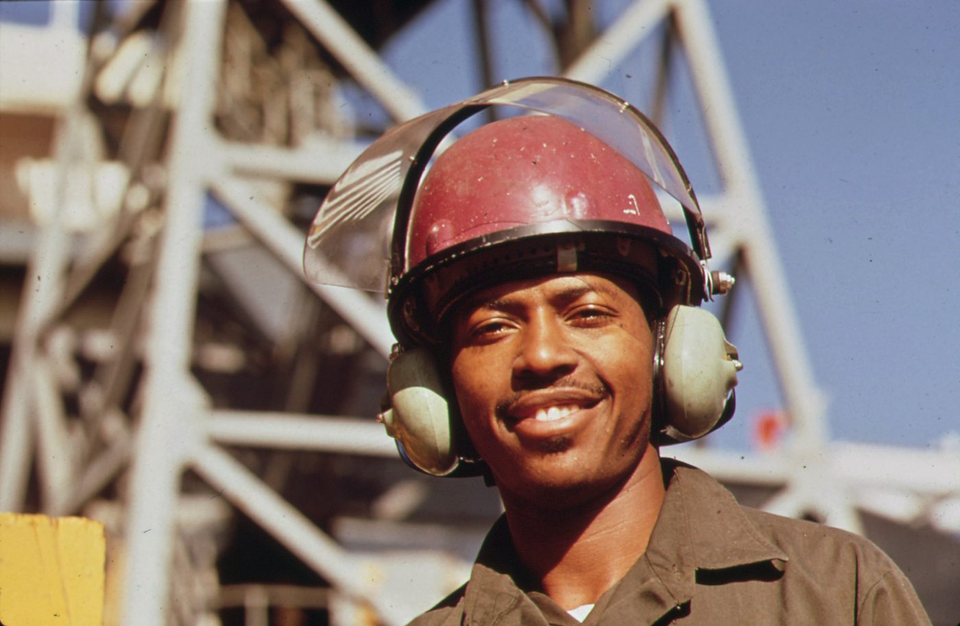Man wearing a safety helmet