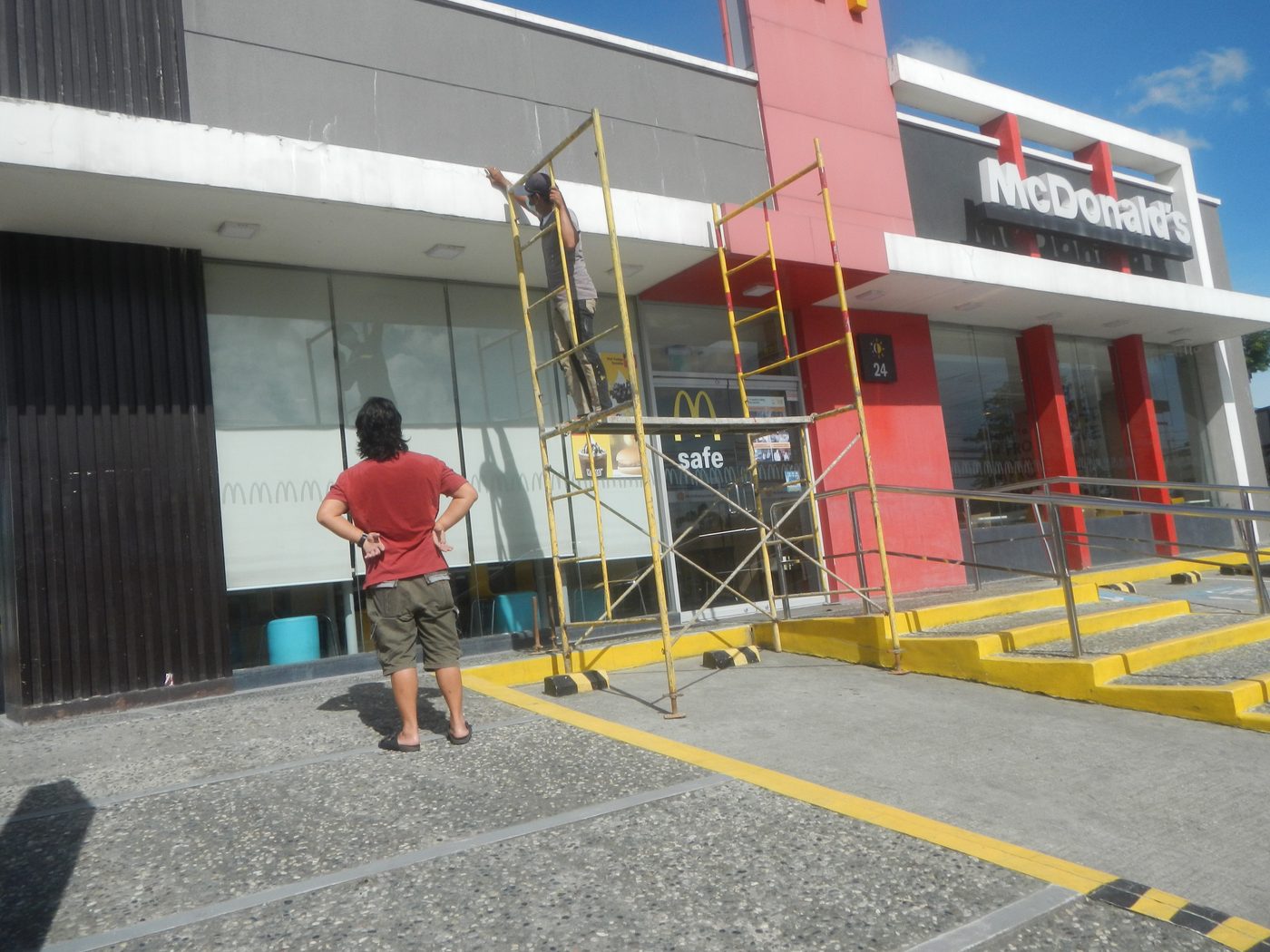 Metal scaffolding used for building maintenance
