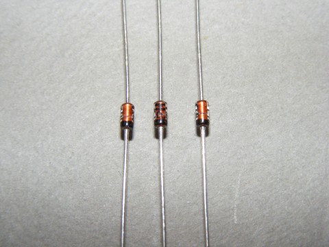 Three signal diodes with axial leads