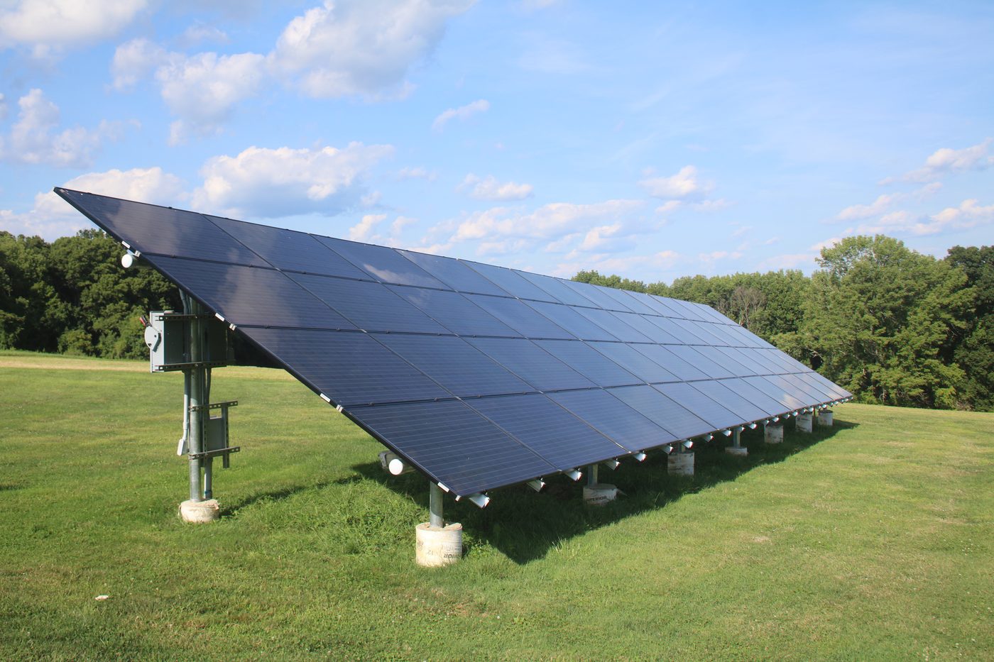 solar pv modules array installed outdoors