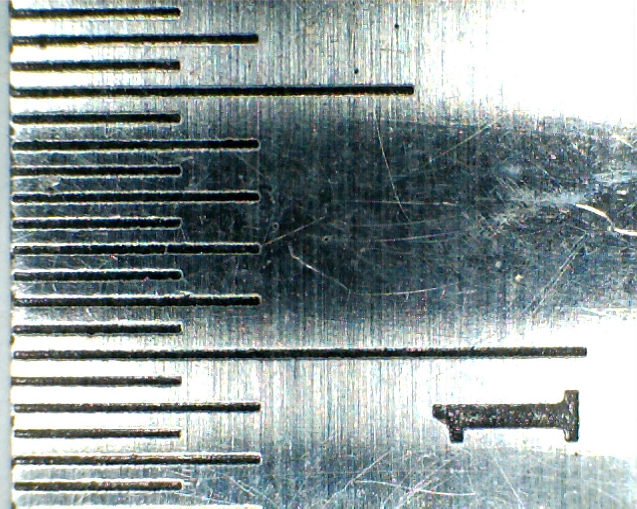 Close-up of a steel rule measuring scale