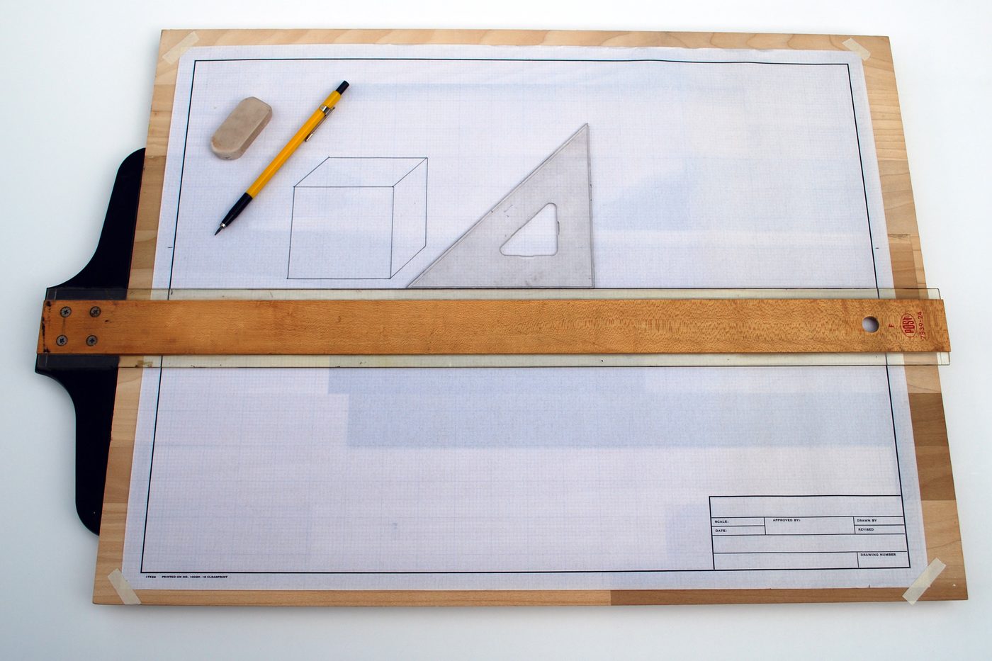 A T-square on a drawing board