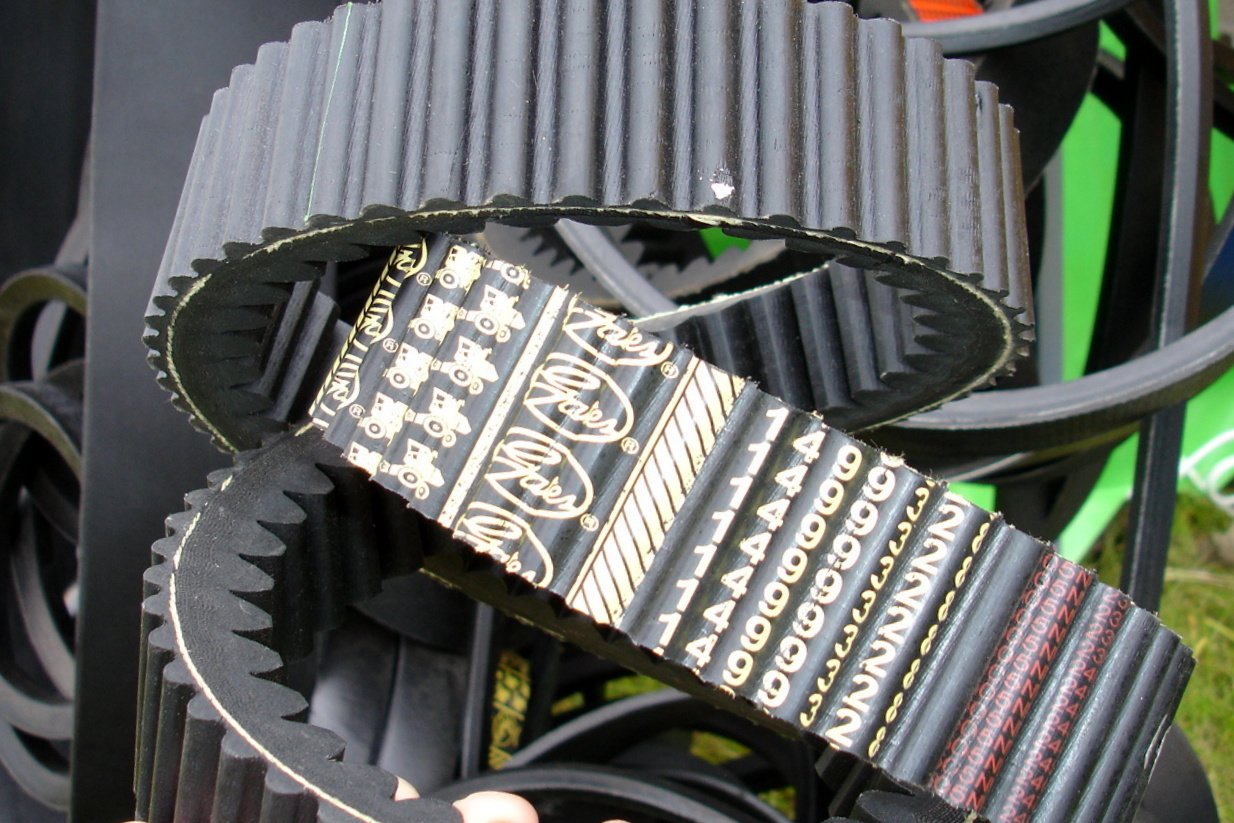 Automotive timing belts close-up