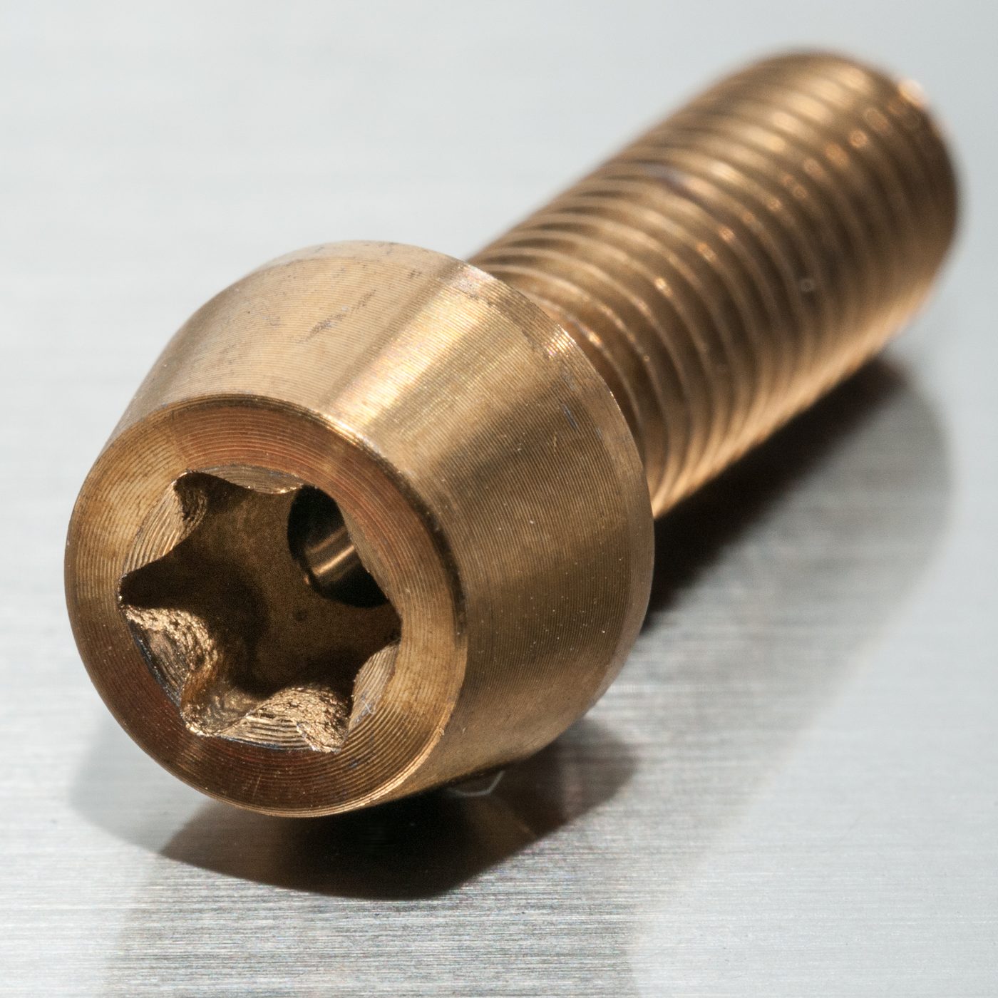 close-up of a single torx screw