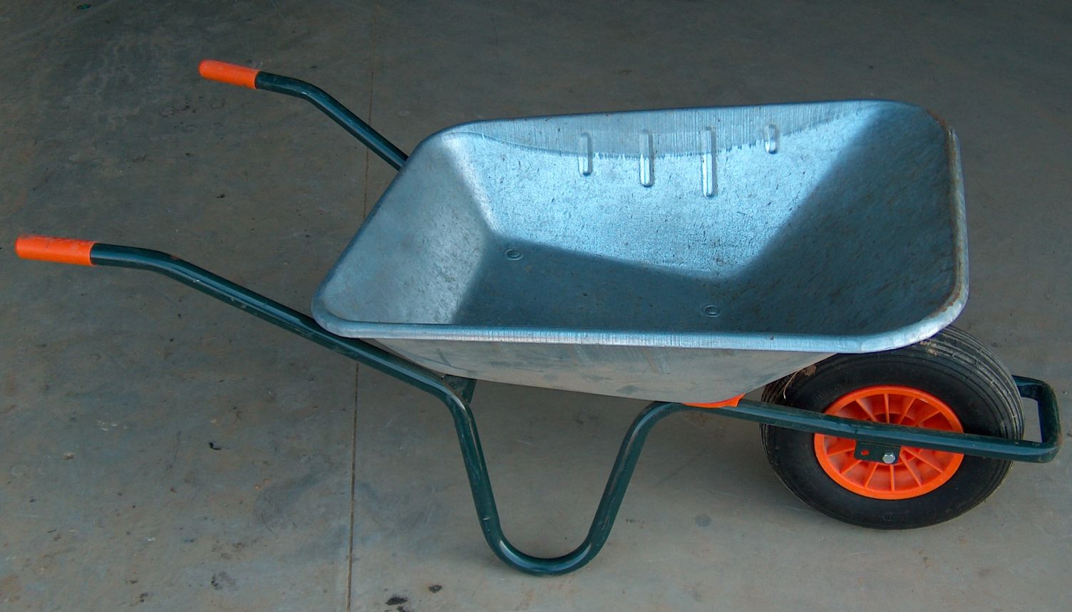 metal wheelbarrow with one wheel