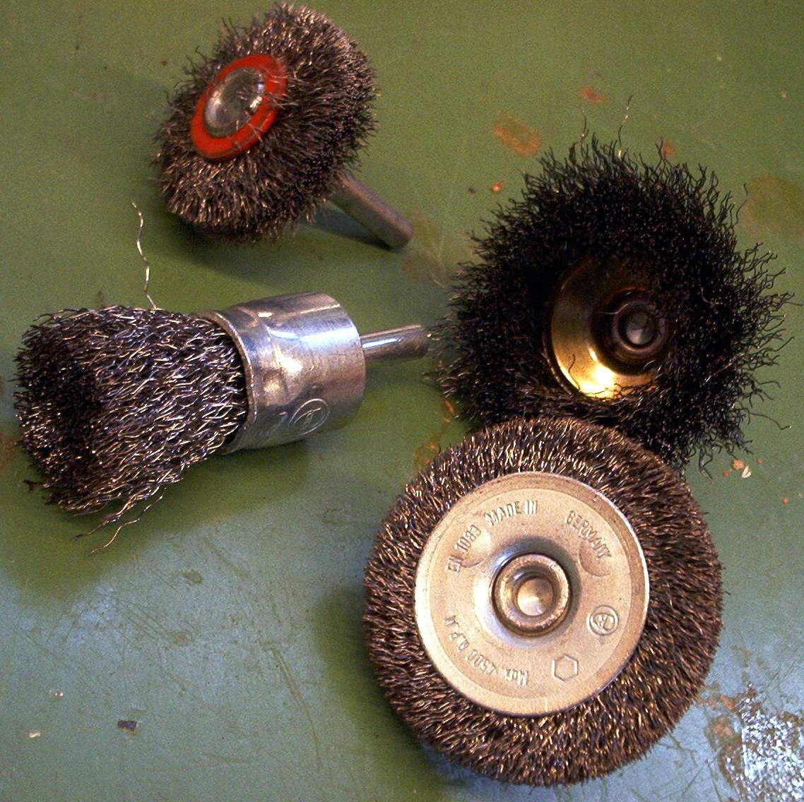 Various wire brush attachments for power tools